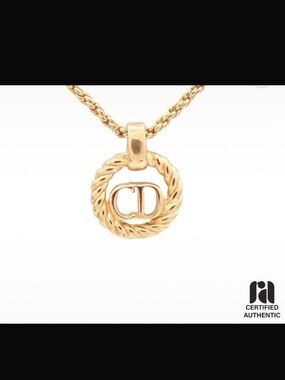 Dior Gold Rope CD Circle Pendant Necklace